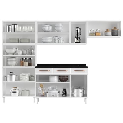 Cozinha de Aço Completa Mirage New 14 Portas 3 Gavetas Branco 815471 - Telasul
