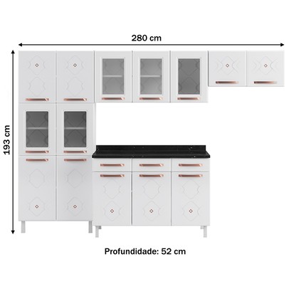 Cozinha de Aço Completa Mirage New 14 Portas 3 Gavetas Branco 815471 - Telasul