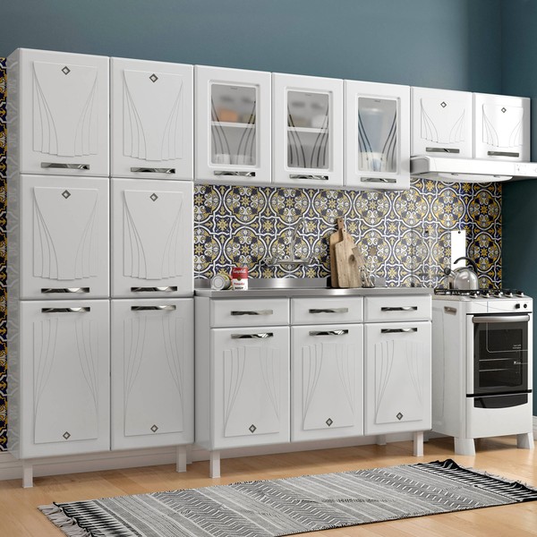 Cozinha de Aço Completa Star New 14 Portas 2 Gavetas Branco - Telasul