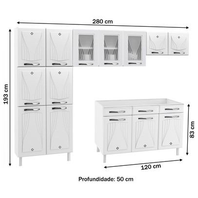 Cozinha de Aço Completa Star New 14 Portas 2 Gavetas Branco - Telasul