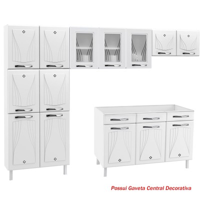 Cozinha de Aço Completa Star New 14 Portas 2 Gavetas Branco - Telasul