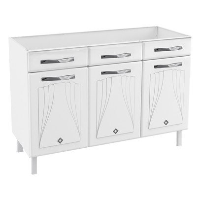 Balcão de Cozinha para Pia em Aço Star New 3 Portas 2 Gavetas Branco - Telasul