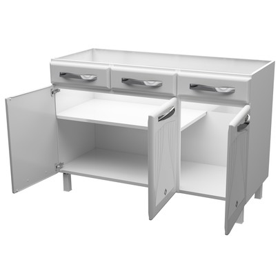 Balcão de Cozinha para Pia em Aço Star New 3 Portas 2 Gavetas Branco - Telasul