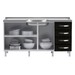 Balcão de Cozinha para Pia em Aço Star New 3 Portas 4 Gavetas Branco/Preto - Telasul