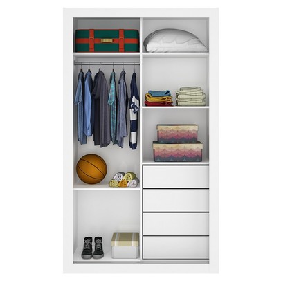 Guarda-Roupa Solteiro 2 Portas 4 Gavetas Fresno 1440 - Percasa