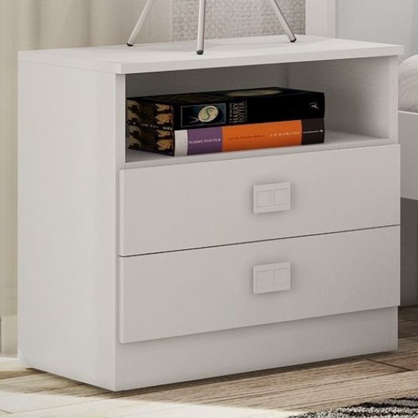 Mesa de Cabeceira 2 Gavetas Branco 8004 - Percasa