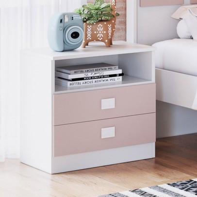 Mesa de Cabeceira 2 Gavetas Rosa 8004 - Percasa