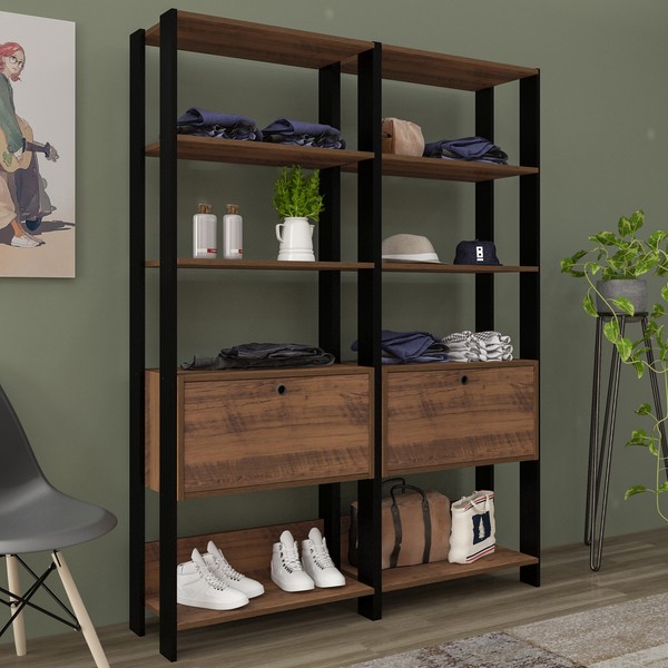 Closet Match 2 Portas 6 Prateleiras Pinho/Preto - Artely