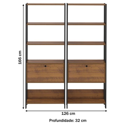 Closet Match 2 Portas 6 Prateleiras Pinho/Preto - Artely