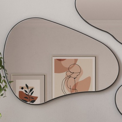 Espelho Decorativo Orgânico 80cm 100% Mdf Preto Fosco Es16 - Dalla Costa