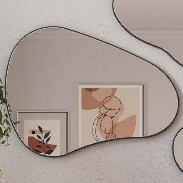 Espelho Decorativo Orgânico 80cm 100% Mdf Preto Fosco Es16 - Dalla Costa