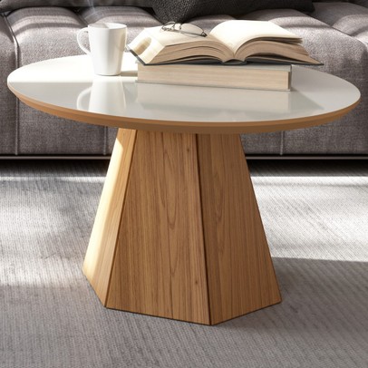 Mesa de Centro 70cm 100% Mdf Off White/Freijo Tb605 - Dalla Costa