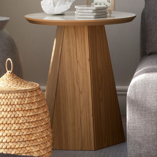 Mesa de Canto 50cm 100% Mdf Off White/Freijo Tb606 - Dalla Costa