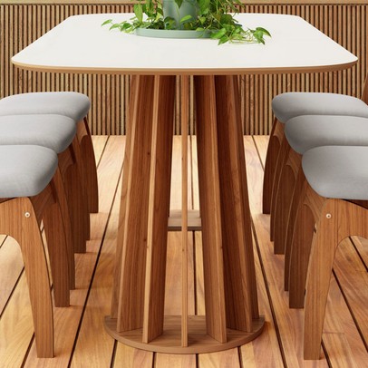 Mesa de Madeira 100% Mdf Off White/Freijo Tm69 - Dalla Costa