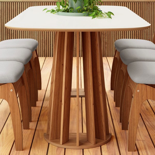 Mesa de Madeira 100% Mdf Off White/Freijo Tm69 - Dalla Costa