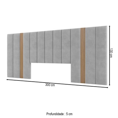 Cabeceira Casal Estofada 100% Mdf Freijo/Liso Tw196 - Dalla Costa