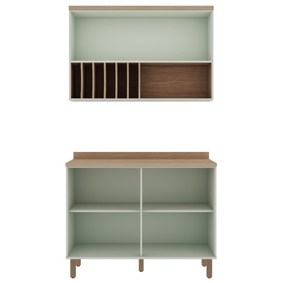 Cozinha Compacta Iluminata 3 Portas 100% Mdf Verde Mint - Genialflex