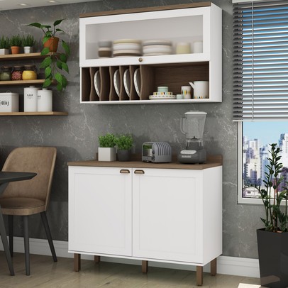 Cozinha Compacta Iluminata 3 Portas 100% Mdf Branco - Genialflex