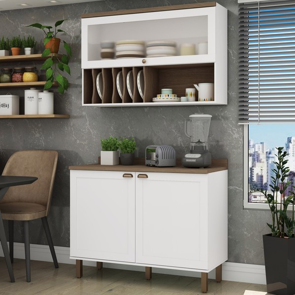 Cozinha Compacta Iluminata 3 Portas 100% Mdf Branco - Genialflex