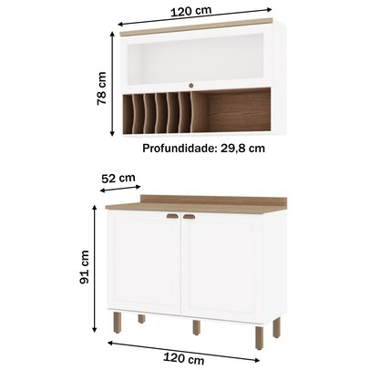 Cozinha Compacta Iluminata 3 Portas 100% Mdf Branco - Genialflex