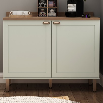 Balcão Buffet Iluminata 2 Portas 100% Mdf Verde Mint - Genialflex