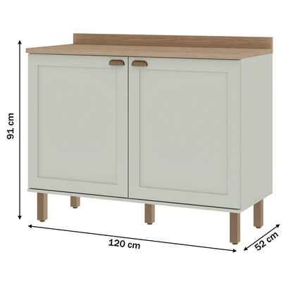 Balcão Buffet Iluminata 2 Portas 100% Mdf Verde Mint - Genialflex