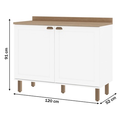 Balcão Buffet Iluminata 2 Portas 100% Mdf Branco - Genialflex