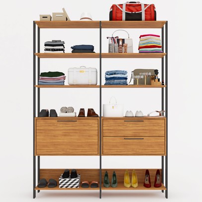 Closet 1 Porta 2 Gavetas 100% Mdf Maitê Marrom/Preto Fosco - Pnr Móveis