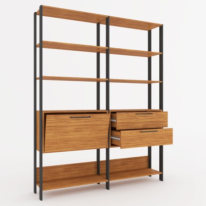 Closet 1 Porta 2 Gavetas 100% Mdf Maitê Marrom/Preto Fosco - Pnr Móveis