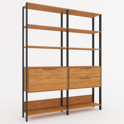 Closet 1 Porta 2 Gavetas 100% Mdf Maitê Marrom/Preto Fosco - Pnr Móveis