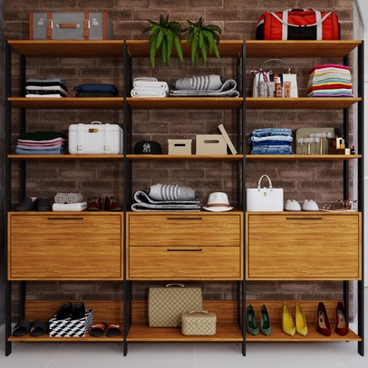 Closet 2 Portas 2 Gavetas 100% Mdf Aurora Marrom/Preto Fosco - Pnr Móveis