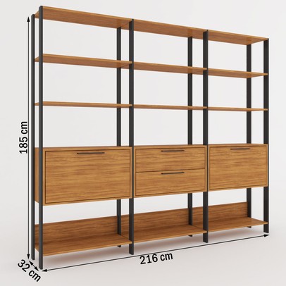 Closet 2 Portas 2 Gavetas 100% Mdf Aurora Marrom/Preto Fosco - Pnr Móveis