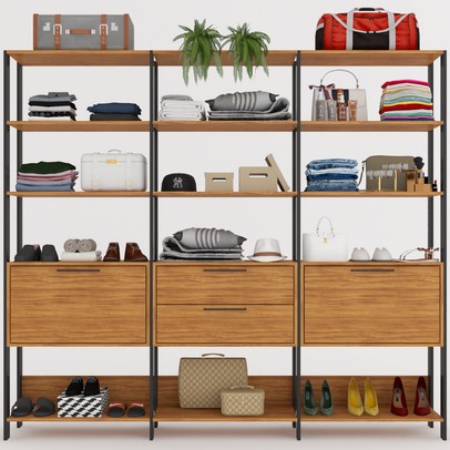 Closet 2 Portas 2 Gavetas 100% Mdf Aurora Marrom/Preto Fosco - Pnr Móveis