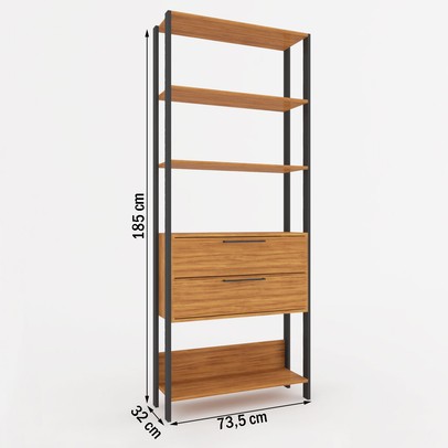 Closet 2 Gavetas 100% Mdf Barcelona Marrom/Preto Fosco - Pnr Móveis