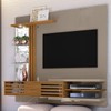 Painel para TV Até 55 Polegadas Frizz 2 Portas 3 Prateleiras com Espelho e com Led Fendi/Naturale - Madetec