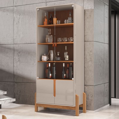 Cristaleira Lizz 2 Portas 3 Prateleiras Off White/Cedro - Casa D