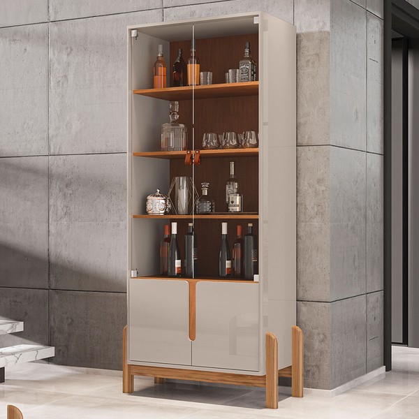 Cristaleira Lizz 2 Portas 3 Prateleiras Off White/Cedro - Casa D