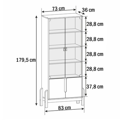 Cristaleira Lizz 2 Portas 3 Prateleiras Off White/Cedro - Casa D