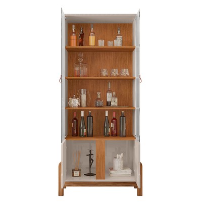 Cristaleira Lizz 2 Portas 3 Prateleiras Off White/Cedro - Casa D