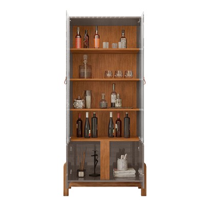 Cristaleira Lizz 2 Portas 3 Prateleiras Perola/Cedro - Casa D