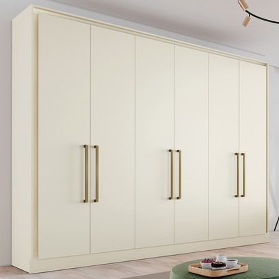 Guarda-Roupa Casal Argos 6 Portas 6 Gavetas 100% Mdf Off White - Mademarques