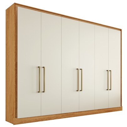 Guarda-Roupa Casal Argos 6 Portas 6 Gavetas 100% Mdf Peroba/Off White - Mademarques