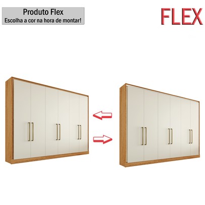 Guarda-Roupa Casal Argos 6 Portas 6 Gavetas 100% Mdf Peroba/Off White - Mademarques