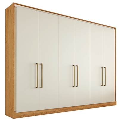 Guarda-Roupa Casal Argos 6 Portas 6 Gavetas 100% Mdf Peroba/Off White - Mademarques