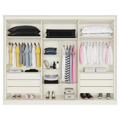 Guarda-Roupa Casal Argos 6 Portas 6 Gavetas Espelhado 100% Mdf Off White - Mademarques