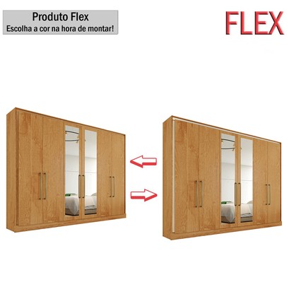 Guarda-Roupa Casal Argos 6 Portas 6 Gavetas Espelhado 100% Mdf Peroba - Mademarques