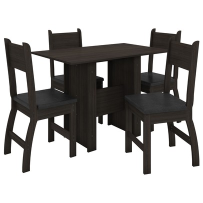 Mesa de Jantar 4 Lugares Milano Amêndoa/Preto - Poliman Móveis