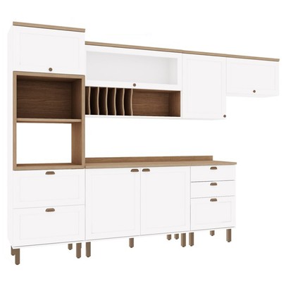 Cozinha Completa Iluminata 7 Portas 4 Gavetas Branco/ébano - Genialflex