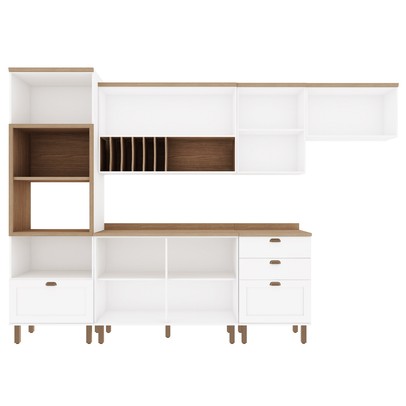 Cozinha Completa Iluminata 7 Portas 4 Gavetas Branco/ébano - Genialflex