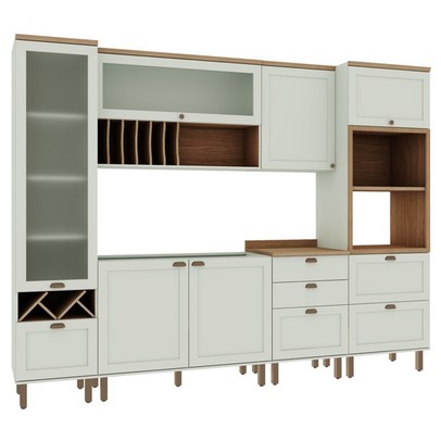 Cozinha Completa Iluminata 7 Portas 5 Gavetas Mint/ébano - Genialflex